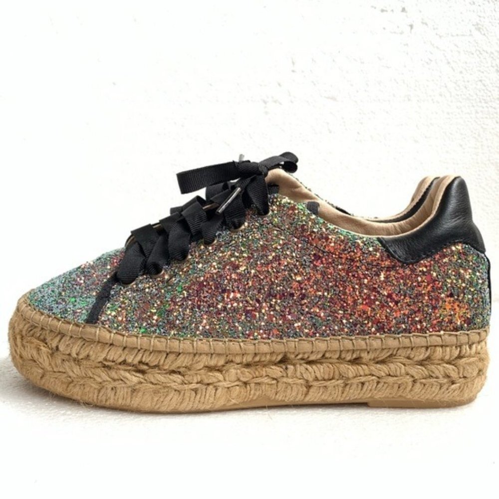 The Shoe Box Rainbow Glitter Espadrilles